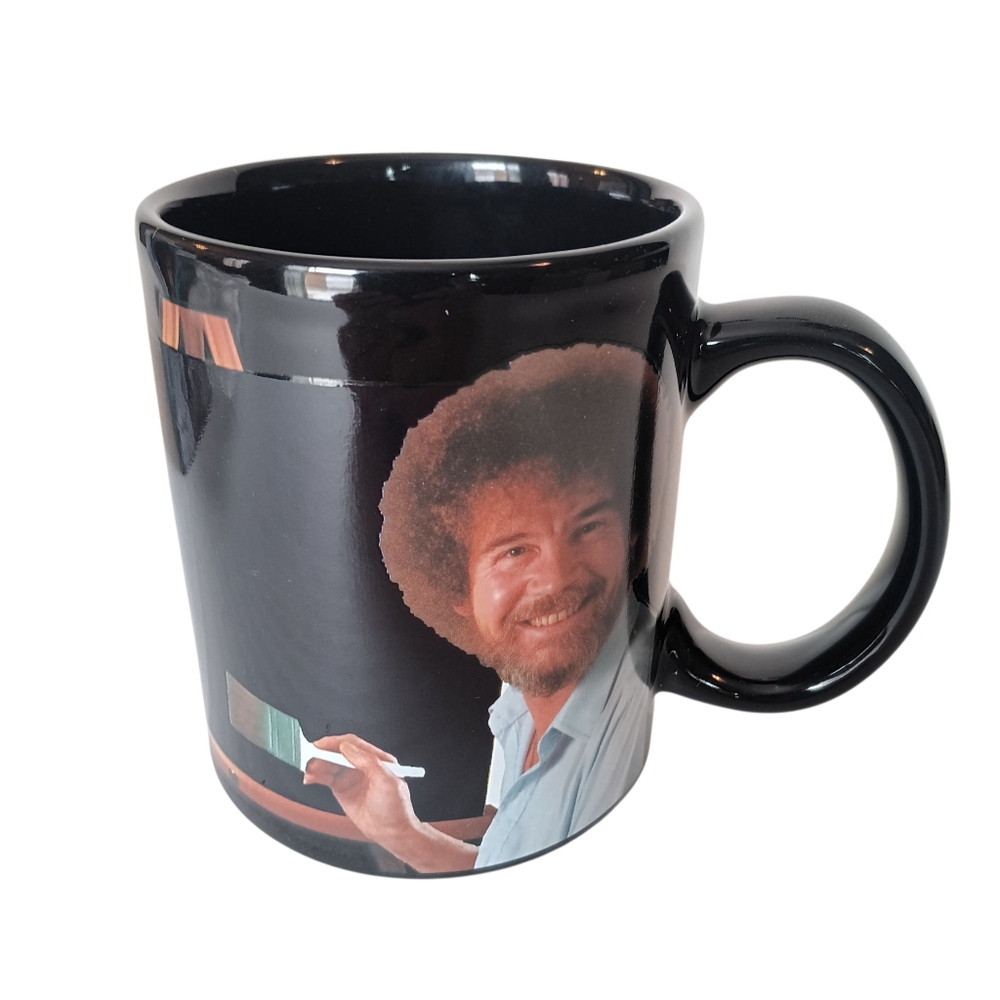Bob Ross Coffee Mug with Art‎ Design Ceramic Black Picture Heat Changing Photos